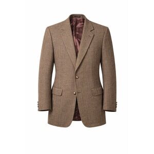 English Manor 100% Wool Tweed Blazer Sport Windowpane Check Tweed Men 43R Poland